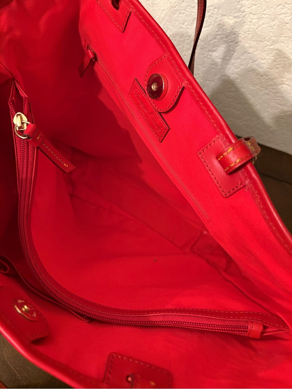 Dooney & Bourke Zebra Print Lee Tote Red Leather & Suede - Picture 11 of 13